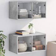 Wandkast 68,5x37x35 cm betongrijs 2 stuks