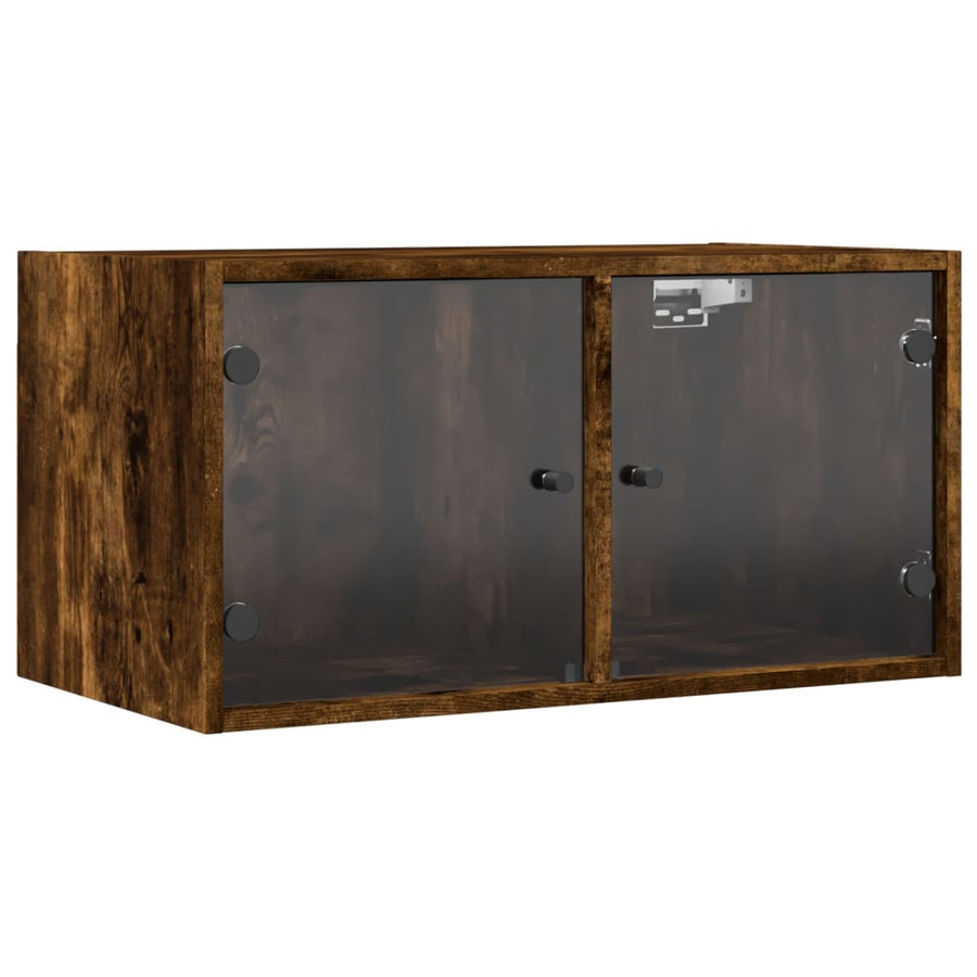 Wandkast Met Glazen Deuren 68,5X37X35 Cm Kleurig 1 Gerookt eiken