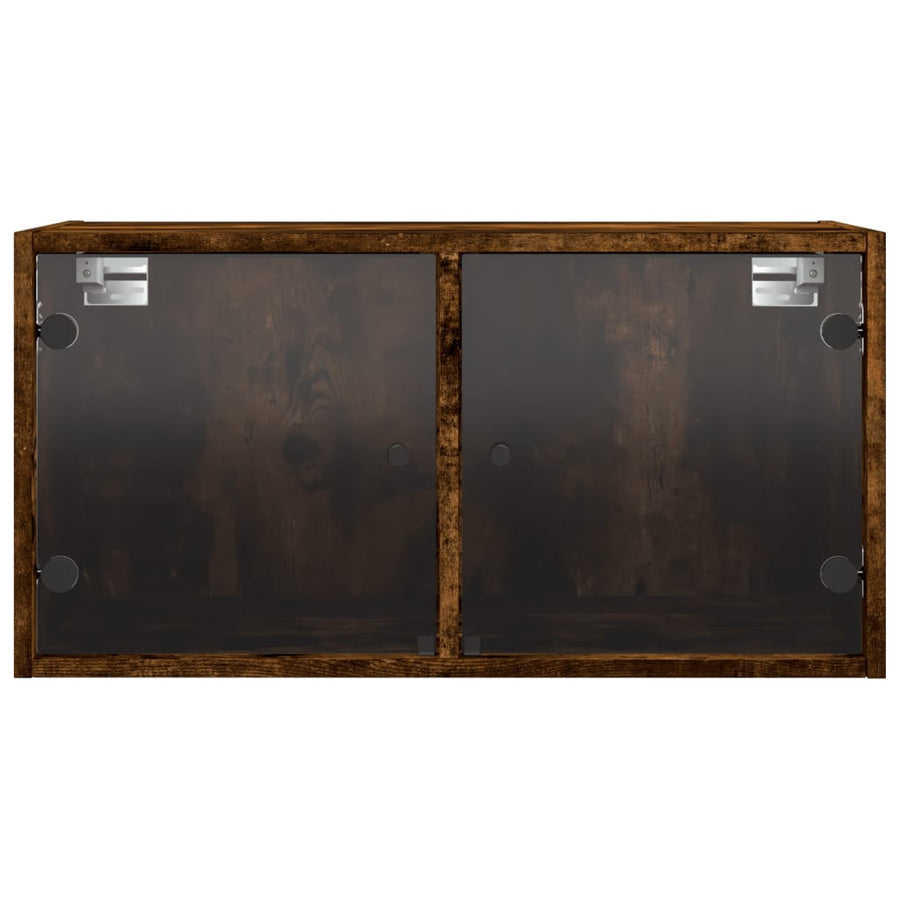 Wandkast Met Glazen Deuren 68,5X37X35 Cm Kleurig 1 Gerookt eiken