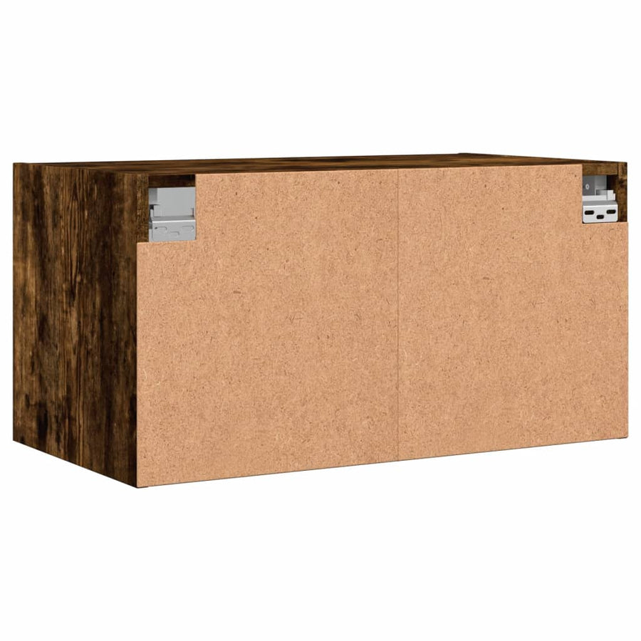 Wandkast Met Glazen Deuren 68,5X37X35 Cm Kleurig 1 Gerookt eiken