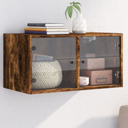 Wandkast 68,5x37x35 cm gerookt eiken glas