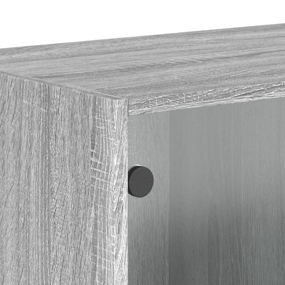 Wandkast Met Glazen Deuren 68,5X37X35 Cm 1 Grijs sonoma
