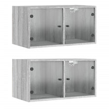 Wandkasten Met Glazen Deuren 68,5X37X35 Cm 2 Grijs sonoma