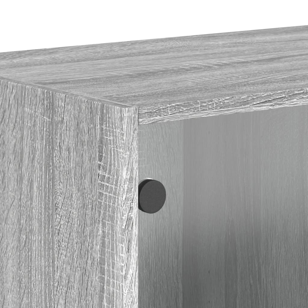 Wandkasten Met Glazen Deuren 68,5X37X35 Cm 2 Grijs sonoma