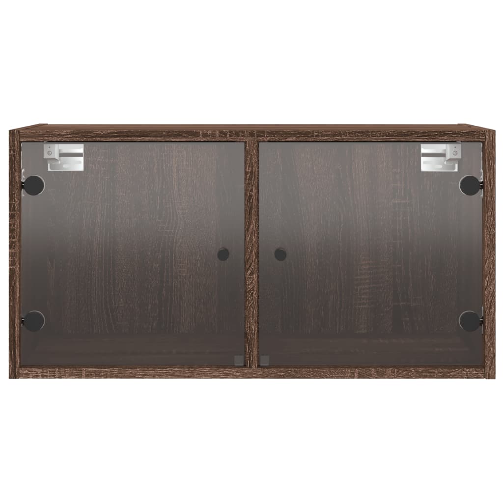Wandkasten met glazen deuren 2 st 68,5x37x35 cm bruineikenkleur