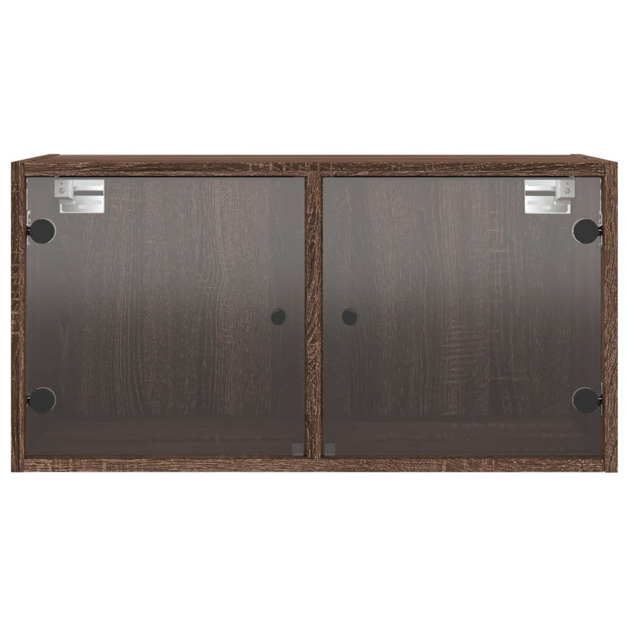 Wandkasten met glazen deuren 2 st 68,5x37x35 cm bruineikenkleur