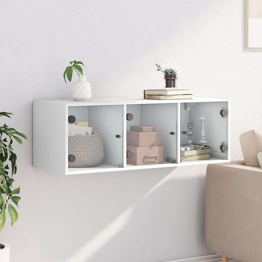 Wandkast Met Glazen Deuren 02X37X35 Cm Wit