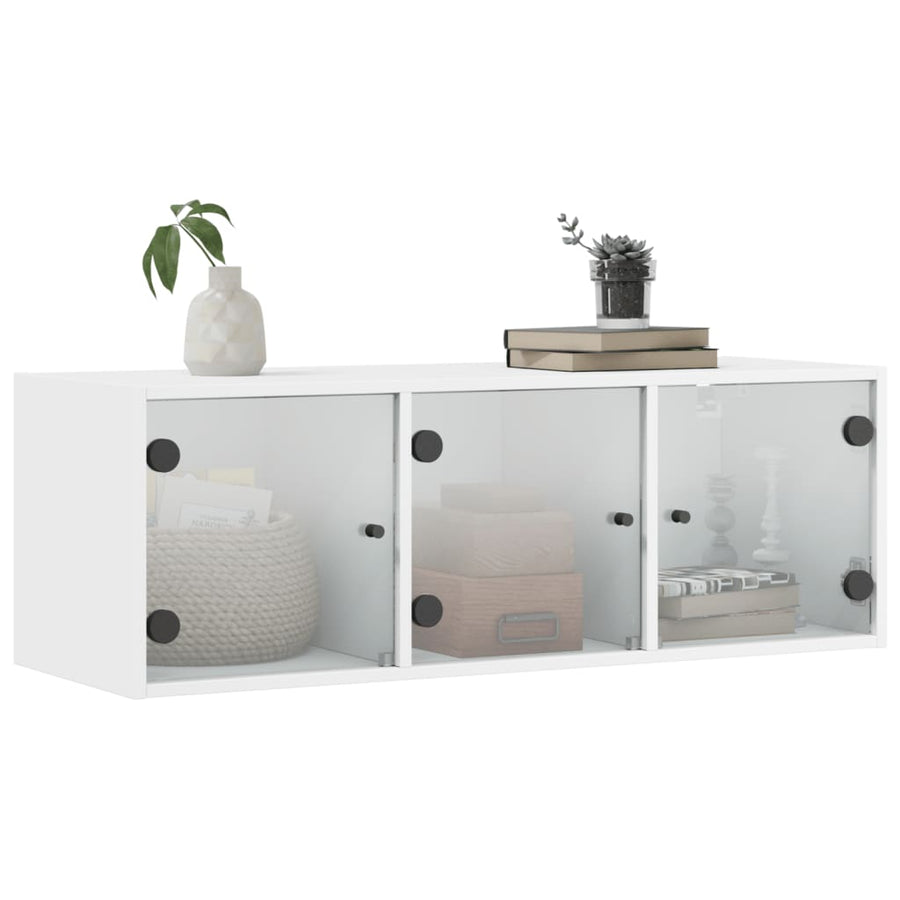 Wandkast Met Glazen Deuren 02X37X35 Cm Wit