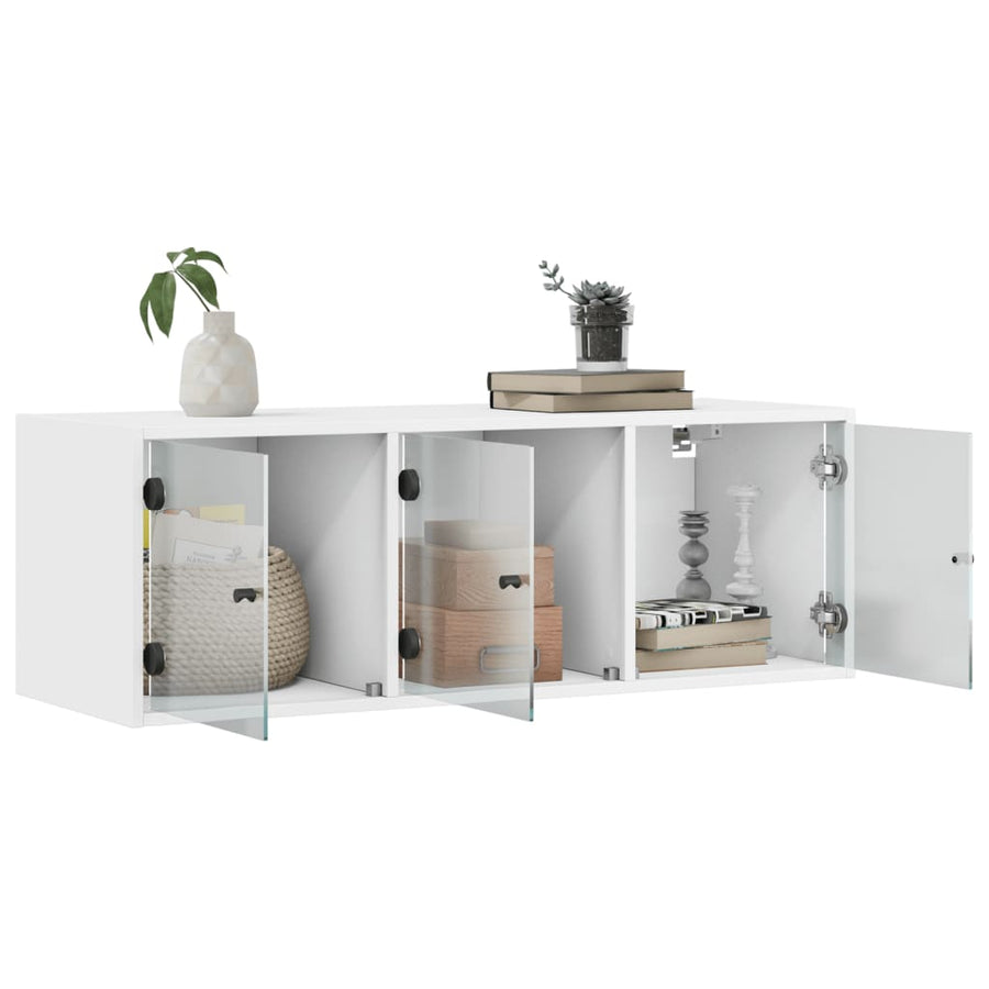 Wandkast Met Glazen Deuren 02X37X35 Cm Wit
