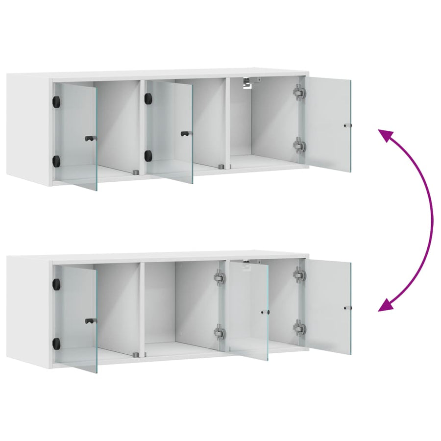 Wandkast Met Glazen Deuren 02X37X35 Cm Wit