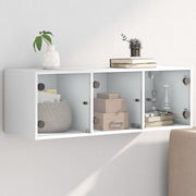 Wandkast 102x37x35 cm wit met glazen deuren