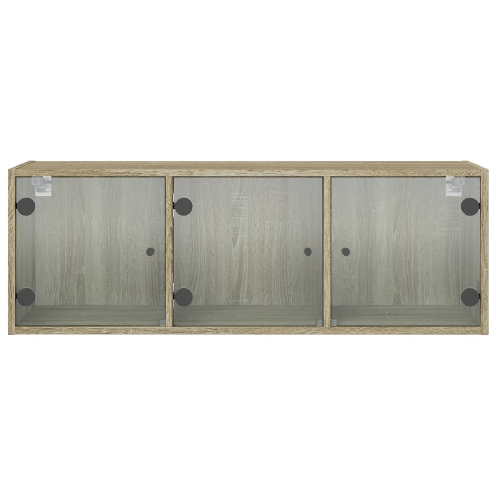 Wandkast met glazen deuren 102x37x35 cm sonoma eikenkleurig