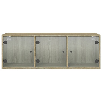 Wandkast met glazen deuren 102x37x35 cm sonoma eikenkleurig