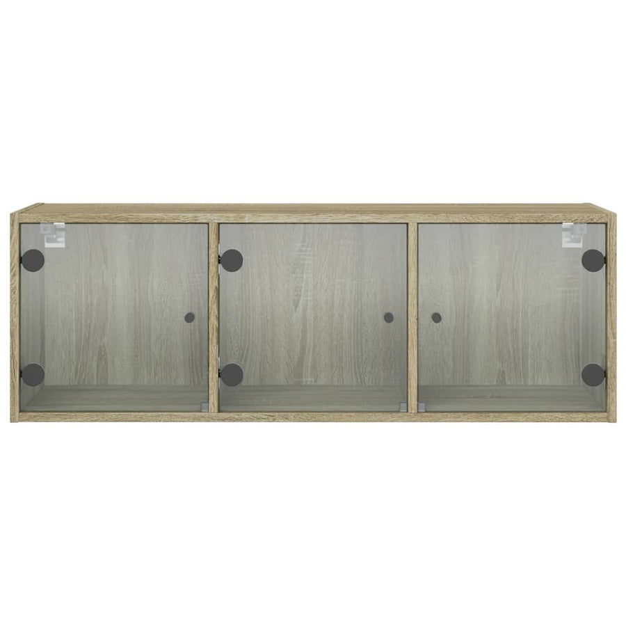 Wandkast met glazen deuren 102x37x35 cm sonoma eikenkleurig