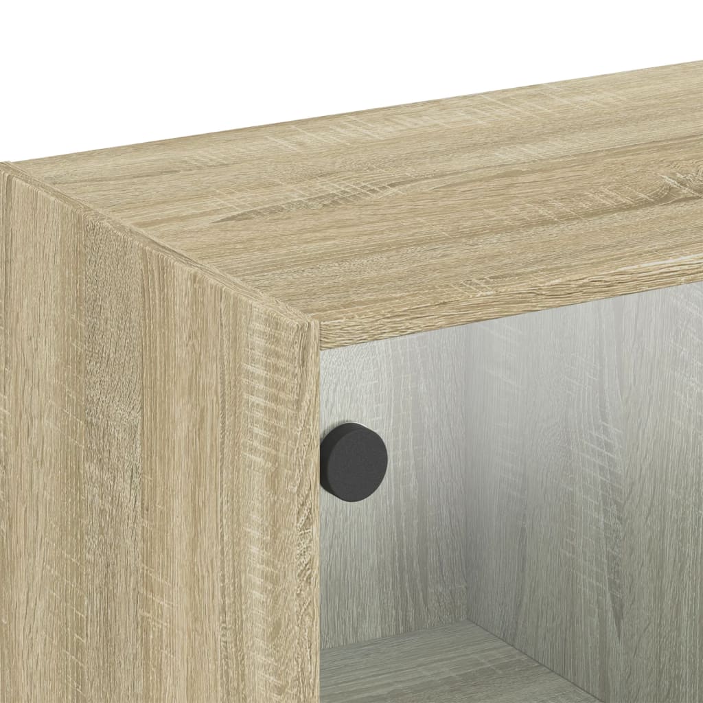 Wandkast met glazen deuren 102x37x35 cm sonoma eikenkleurig