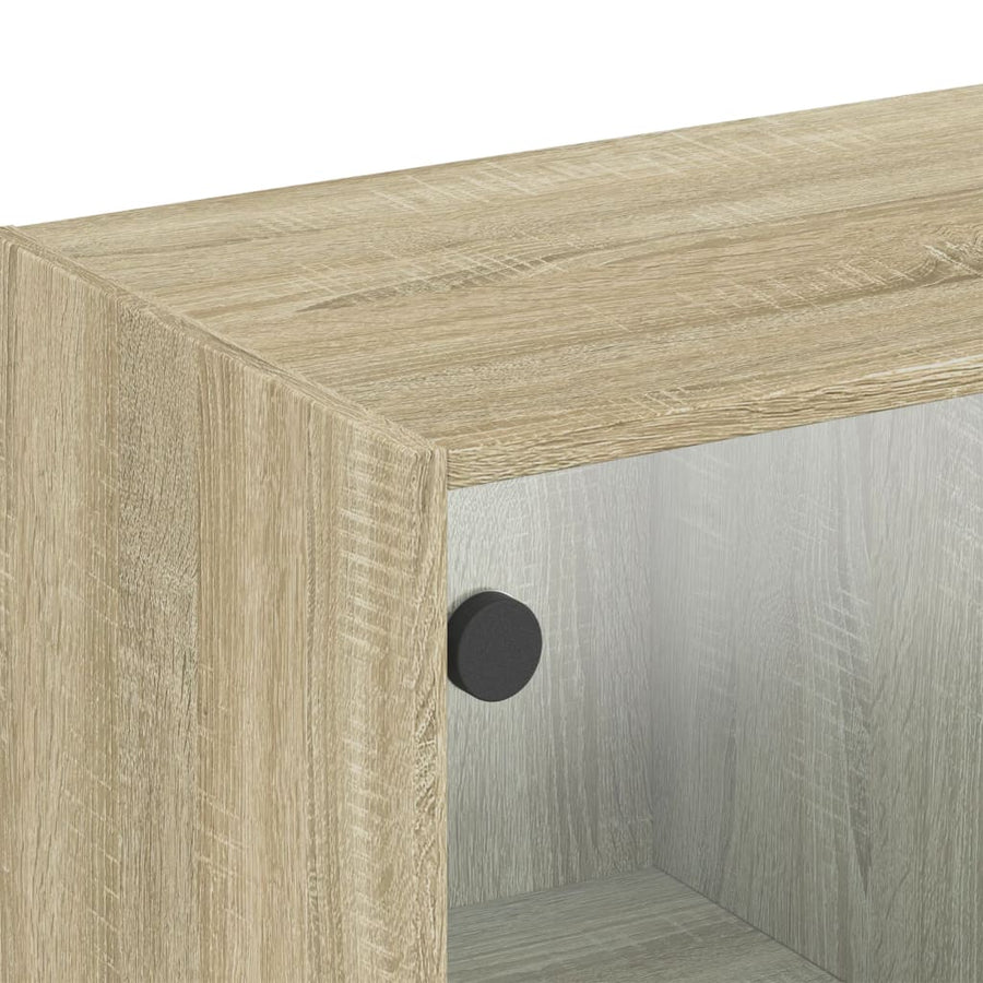 Wandkast met glazen deuren 102x37x35 cm sonoma eikenkleurig