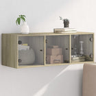 Wall cabinet with glass doors 102x37x35 cm Sonoma oak colour