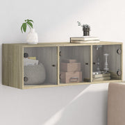 Wandkast 102x37x35 cm sonoma eiken glazen deuren