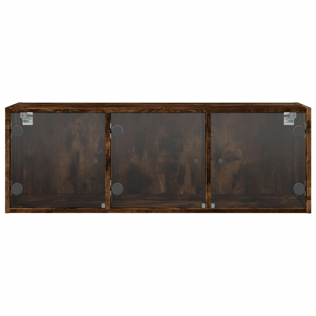 Wandkast met glazen deuren 102x37x35 cm gerookt eikenkleurig