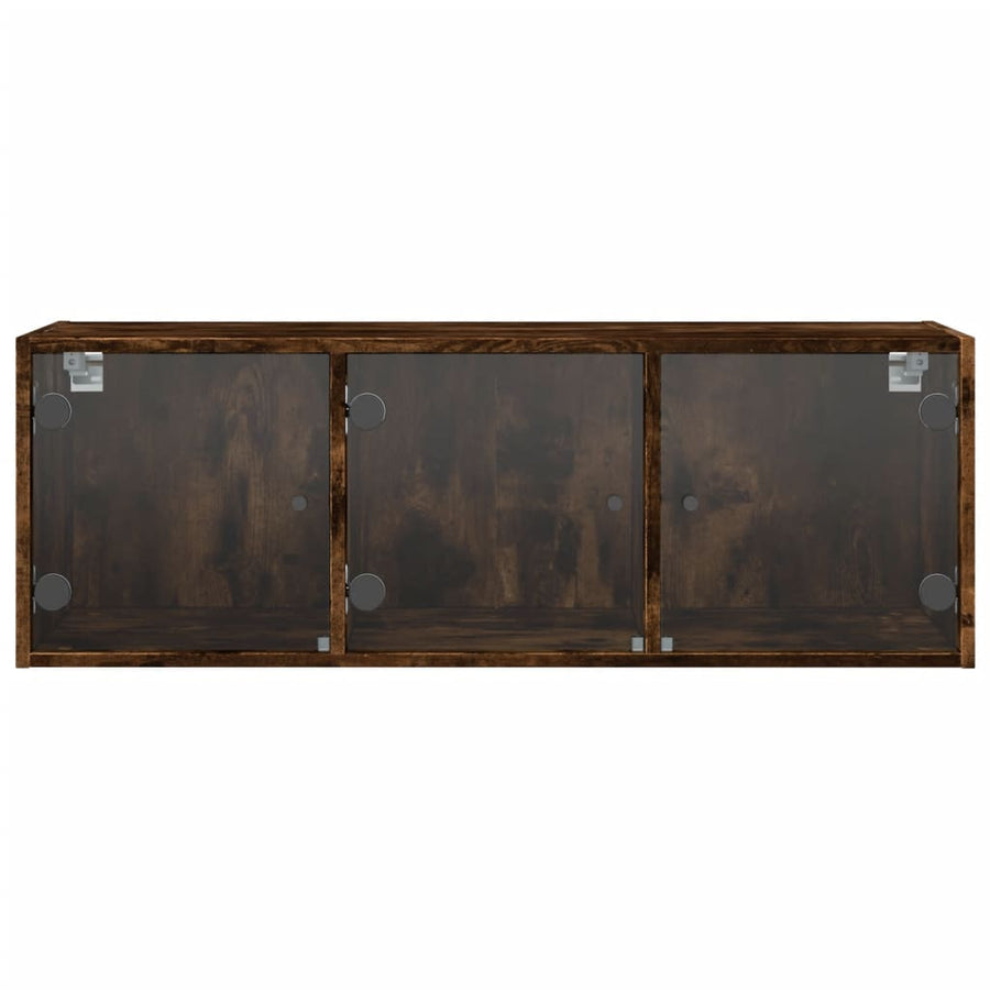 Wandkast met glazen deuren 102x37x35 cm gerookt eikenkleurig