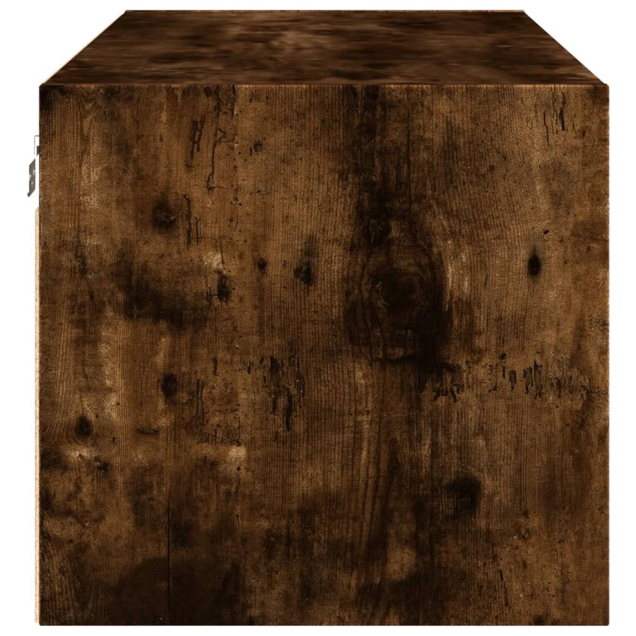 Wandkast met glazen deuren 102x37x35 cm gerookt eikenkleurig