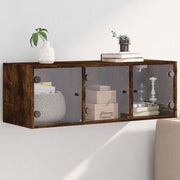 Wandkast 102x37x35 cm glas gerookt eiken
