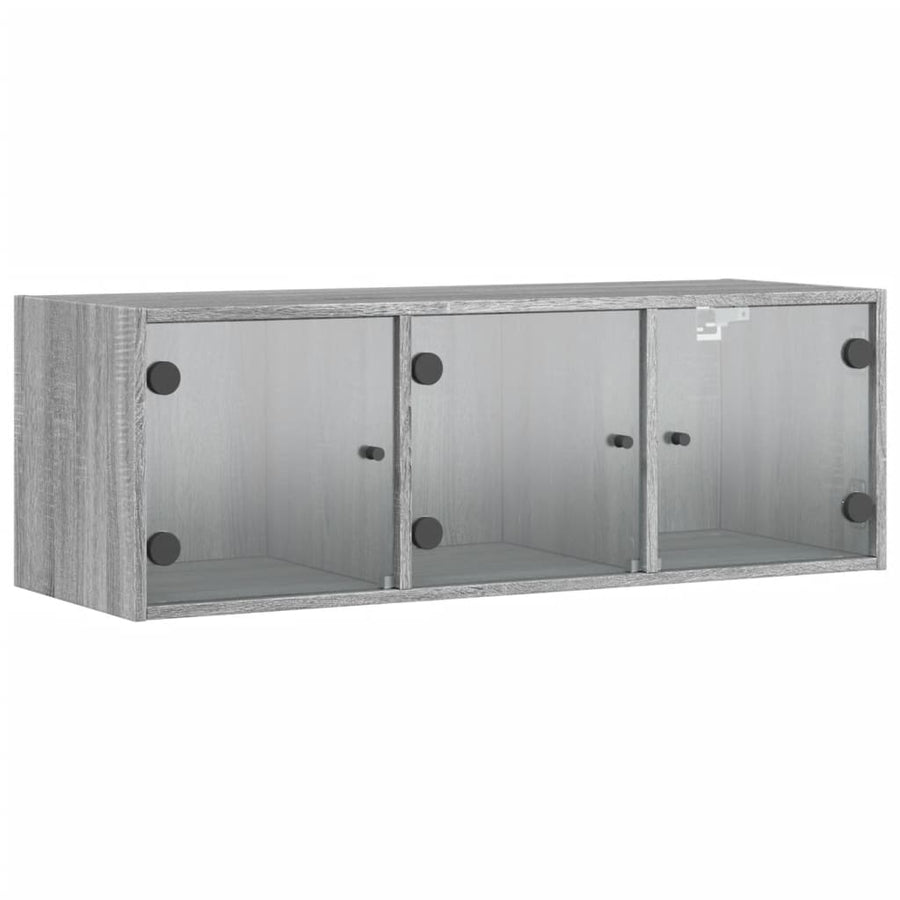 Wandkast Met Glazen Deuren 02X37X35 Cm Eiken Grijs sonoma