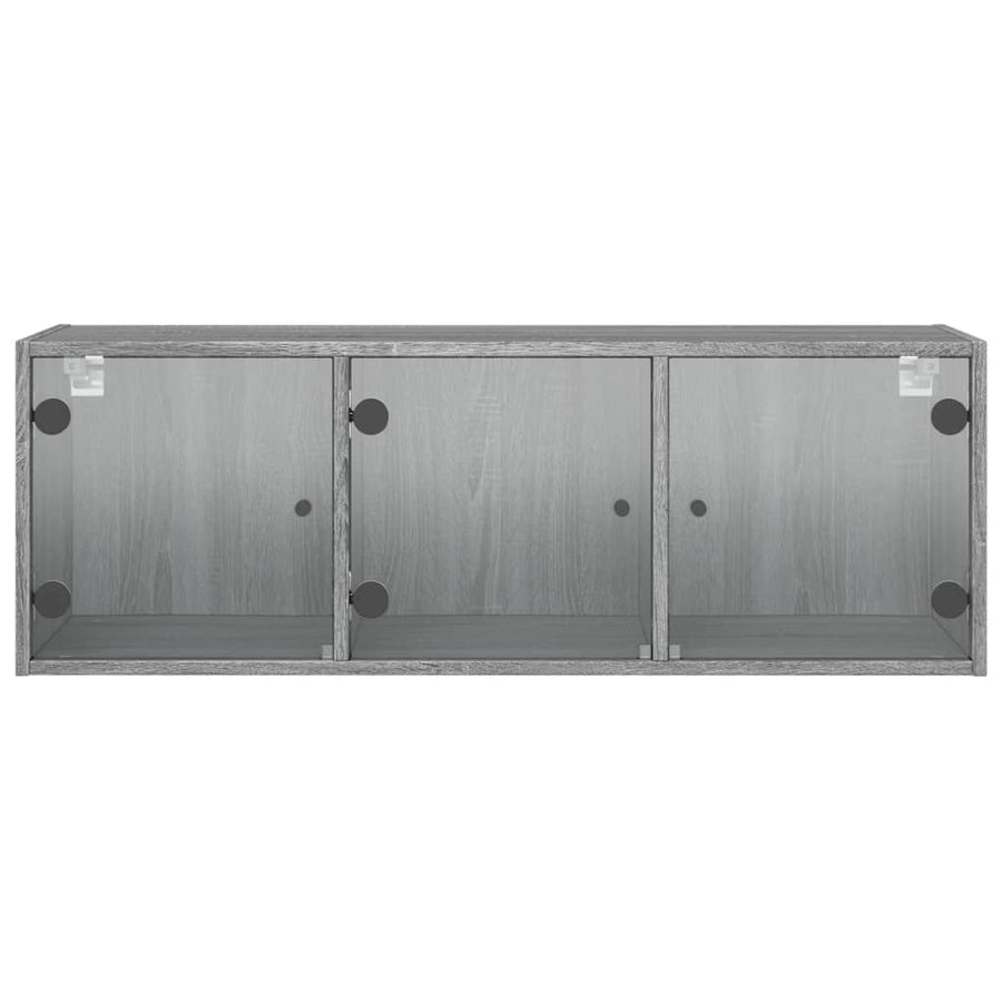 Wandkast Met Glazen Deuren 02X37X35 Cm Eiken Grijs sonoma