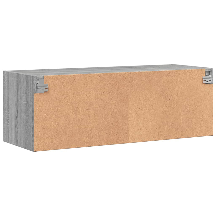 Wandkast Met Glazen Deuren 02X37X35 Cm Eiken Grijs sonoma