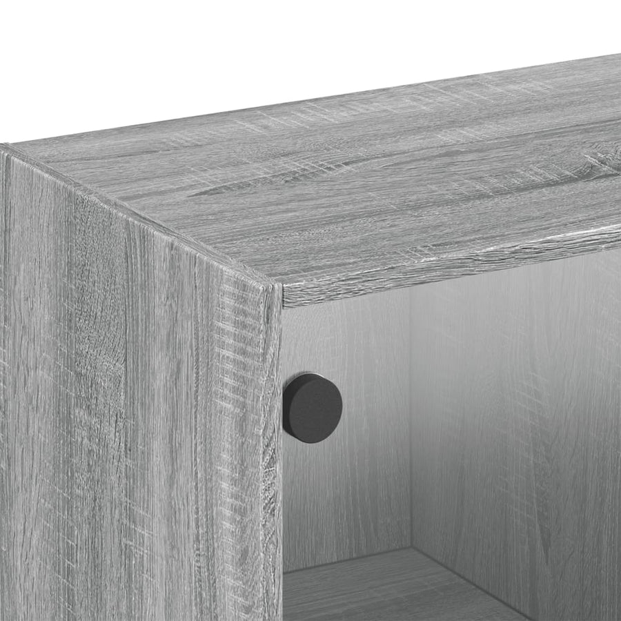 Wandkast Met Glazen Deuren 02X37X35 Cm Eiken Grijs sonoma