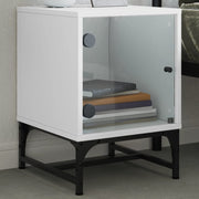 Bedside table with glass door 35x37x50 cm white