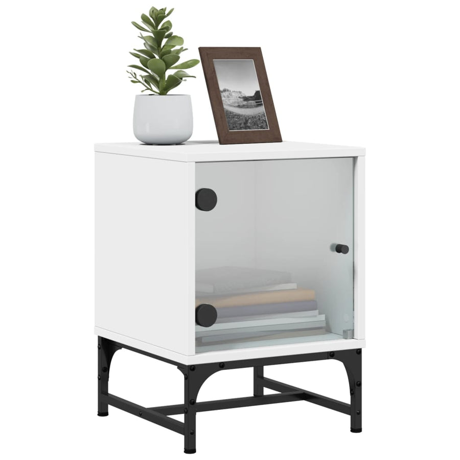 Nachtkastjes Met Glazen Deuren 2 St 35X37X50 Cm Wit
