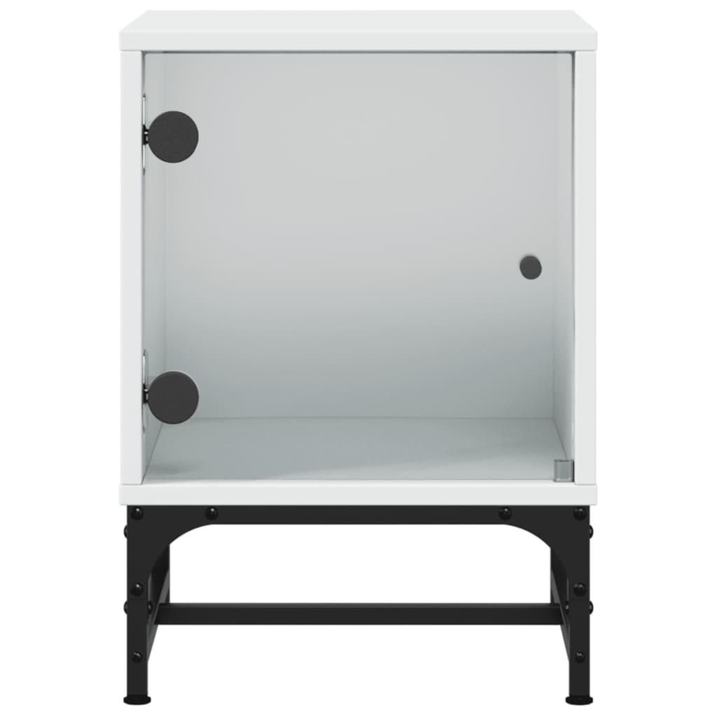 Nachtkastjes Met Glazen Deuren 2 St 35X37X50 Cm Wit