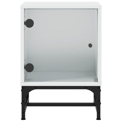 Nachtkastjes Met Glazen Deuren 2 St 35X37X50 Cm Wit