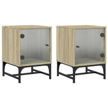 Nachtkastjes Met Glazen Deuren 2 St 35X37X50 Cm Sonoma Eiken