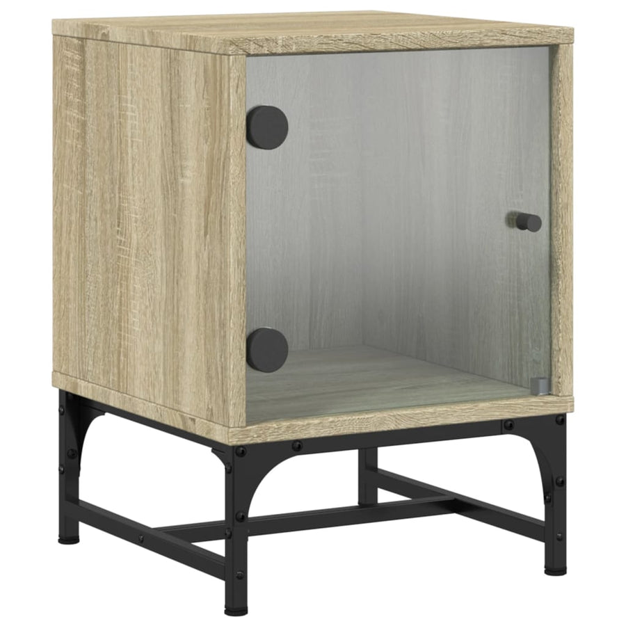 Nachtkastjes Met Glazen Deuren 2 St 35X37X50 Cm Sonoma Eiken
