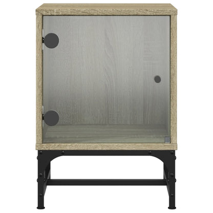 Nachtkastjes Met Glazen Deuren 2 St 35X37X50 Cm Sonoma Eiken
