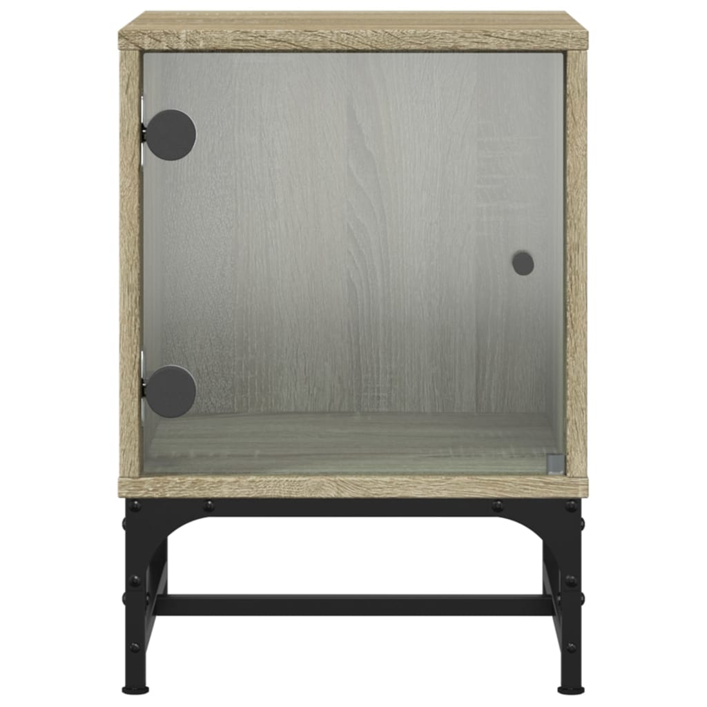 Nachtkastjes Met Glazen Deuren 2 St 35X37X50 Cm Sonoma Eiken