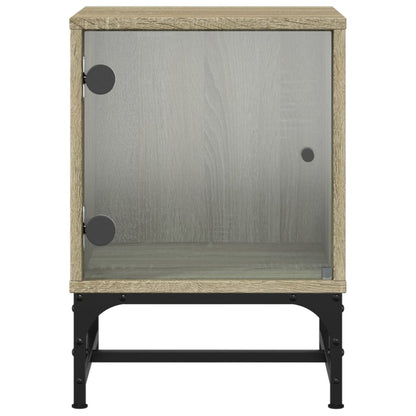 Nachtkastjes Met Glazen Deuren 2 St 35X37X50 Cm Sonoma Eiken