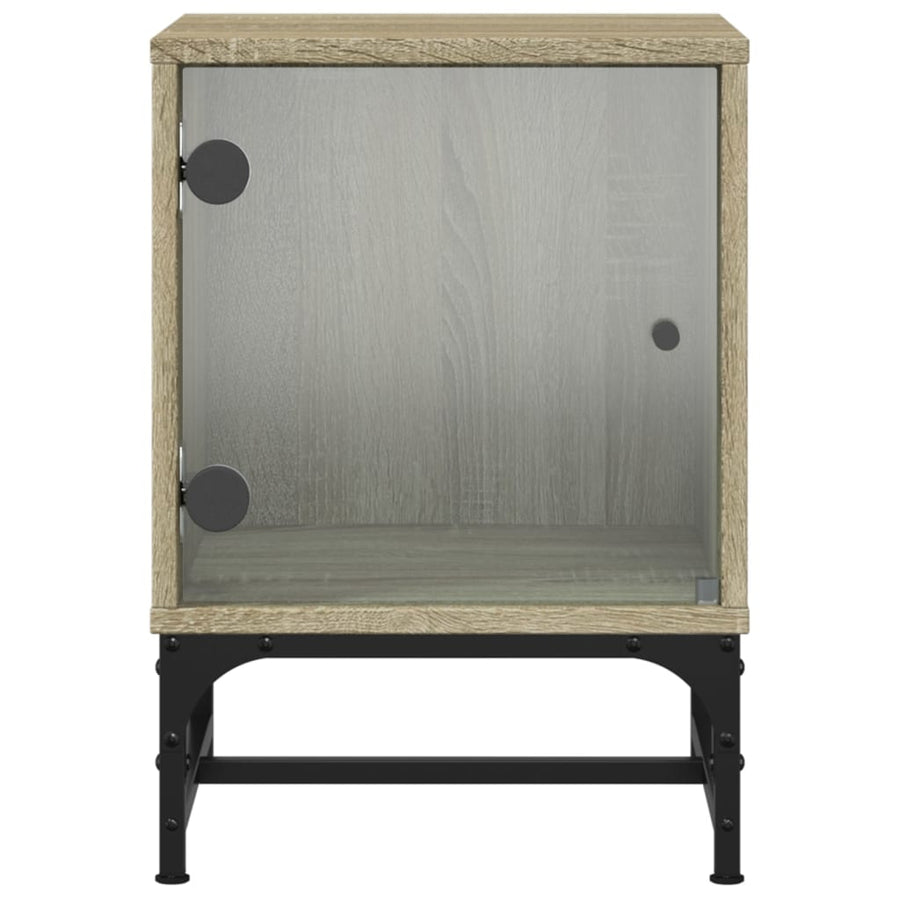 Nachtkastjes Met Glazen Deuren 2 St 35X37X50 Cm Sonoma Eiken