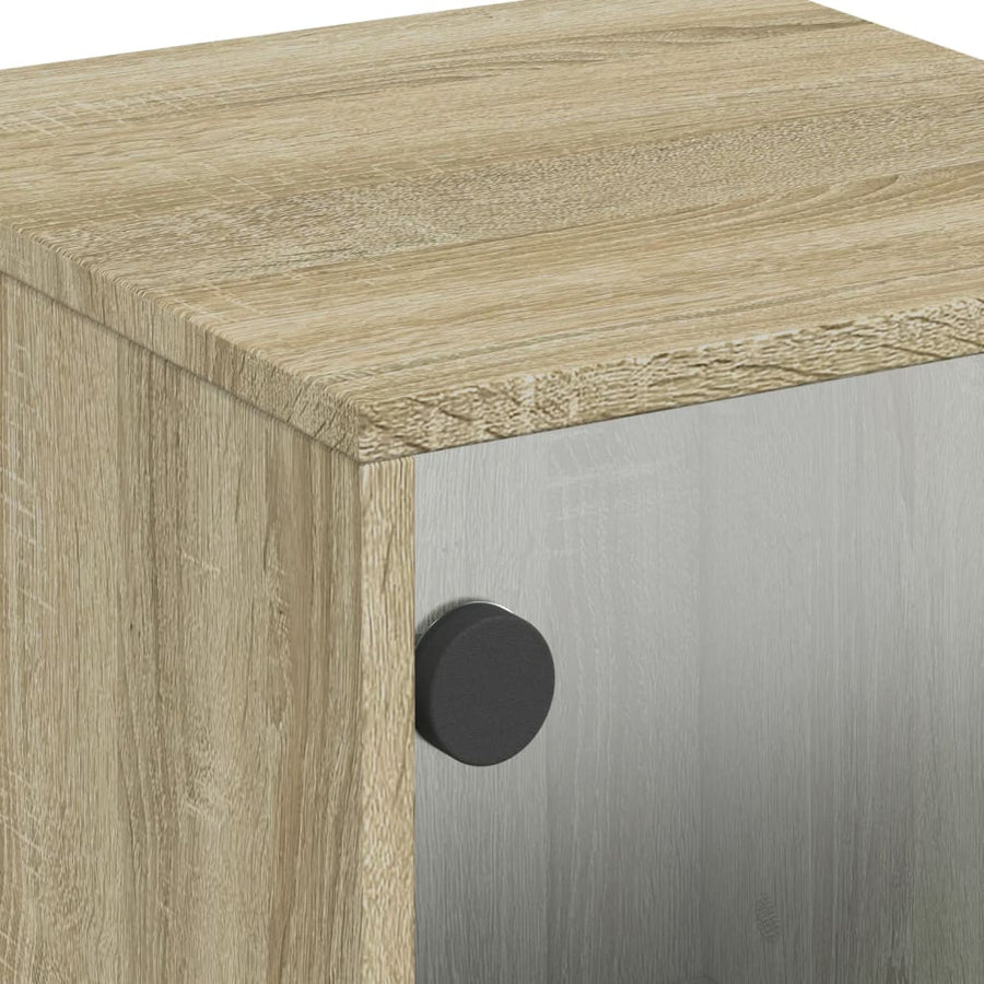 Nachtkastjes Met Glazen Deuren 2 St 35X37X50 Cm Sonoma Eiken