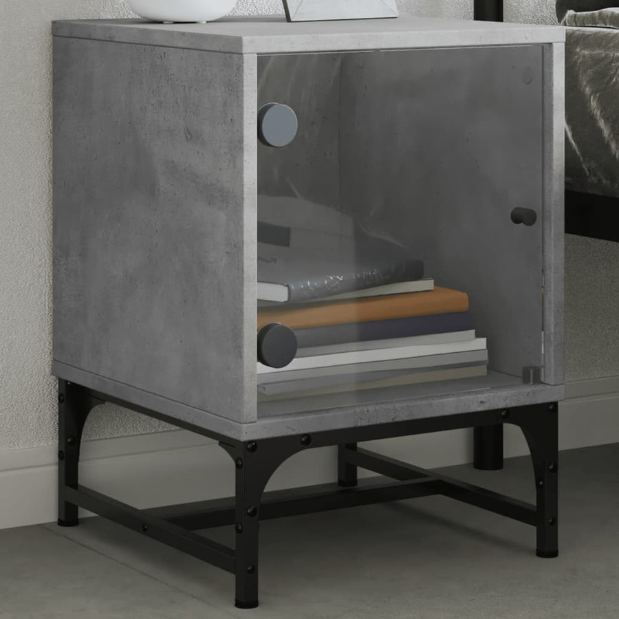 Nachtkastjes Met Glazen Deuren 2 St 35X37X50 Cm Betongrijs