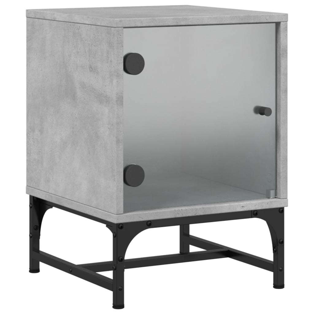 Nachtkastjes Met Glazen Deuren 2 St 35X37X50 Cm Betongrijs