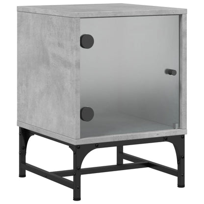 Nachtkastjes Met Glazen Deuren 2 St 35X37X50 Cm Betongrijs