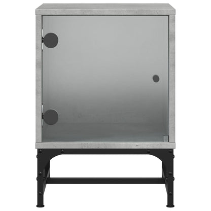 Nachtkastjes Met Glazen Deuren 2 St 35X37X50 Cm Betongrijs