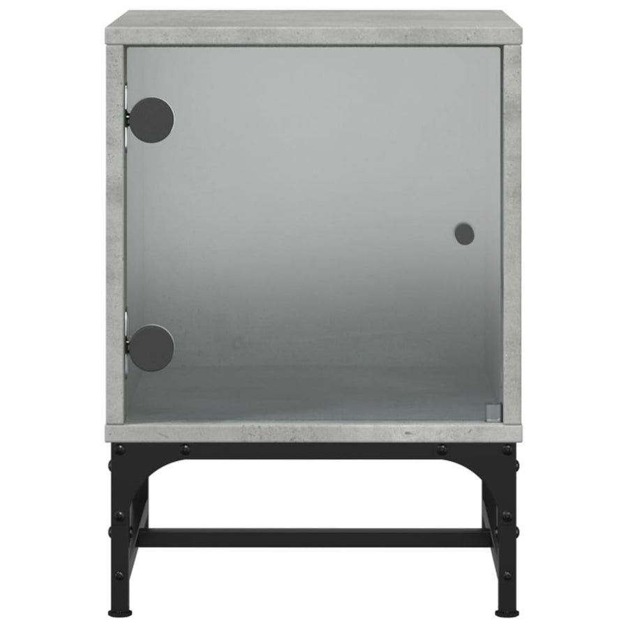 Nachtkastjes Met Glazen Deuren 2 St 35X37X50 Cm Betongrijs