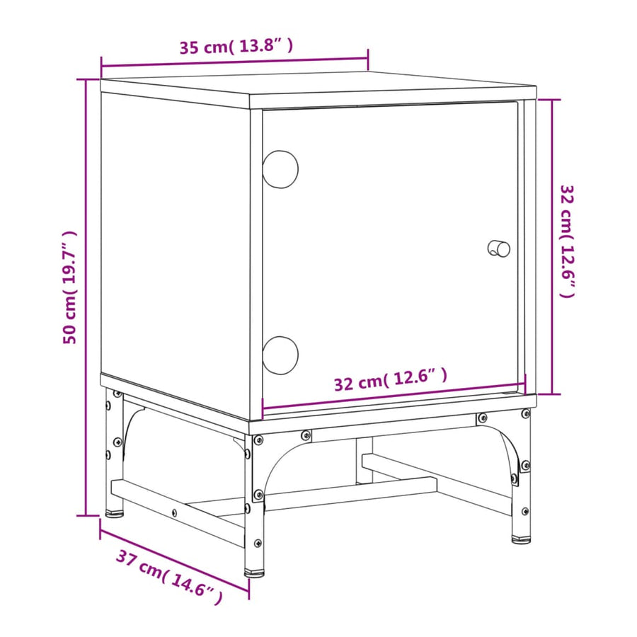 Nachtkastjes Met Glazen Deuren 2 St 35X37X50 Cm Gerookt Eiken