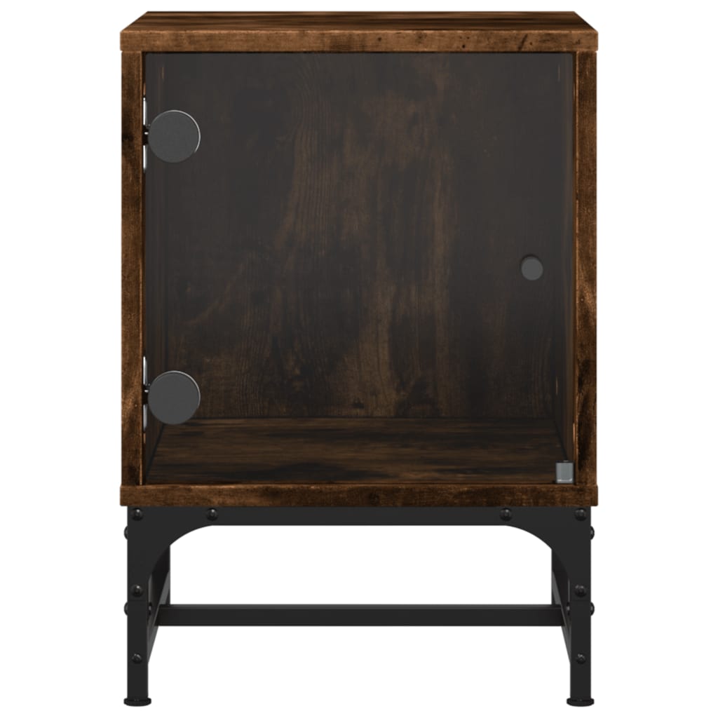 Nachtkastjes Met Glazen Deuren 2 St 35X37X50 Cm Gerookt Eiken