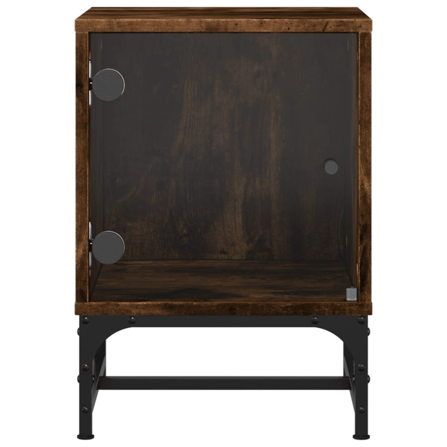 Nachtkastjes Met Glazen Deuren 2 St 35X37X50 Cm Gerookt Eiken