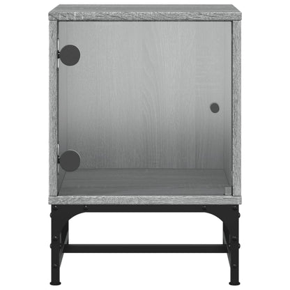Nachtkastje Met Glazen Deur 35X37X50 Cm Grijs Sonoma Eikenkleur